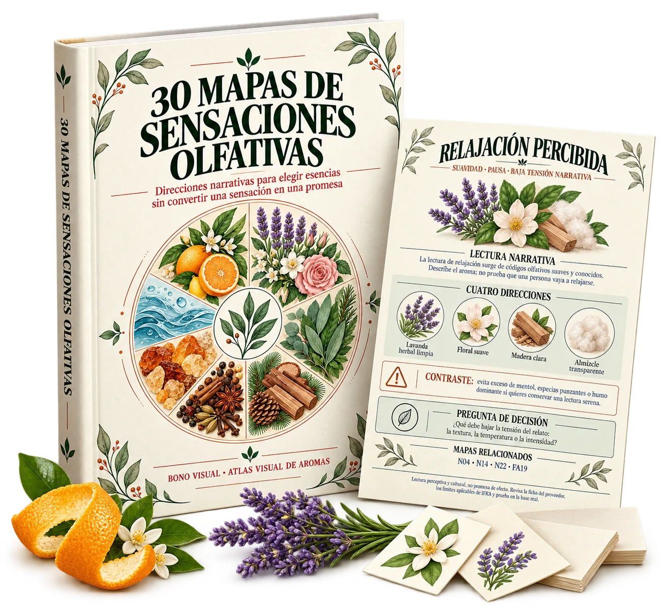 Mockup de 30 Mapas de Sensaciones Olfativas con página interna real